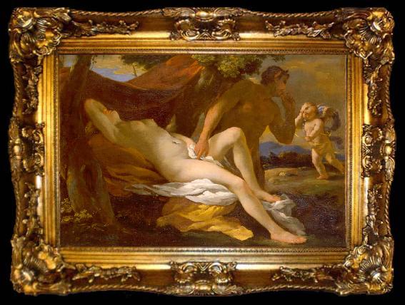 framed  Nicolas Poussin Nicolas Poussin of either Jupiter and Antiope or Venus and Satyr, ta009-2